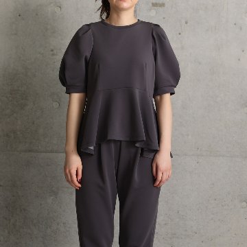 『Drape knit』 peplum tops C-GRAYの画像