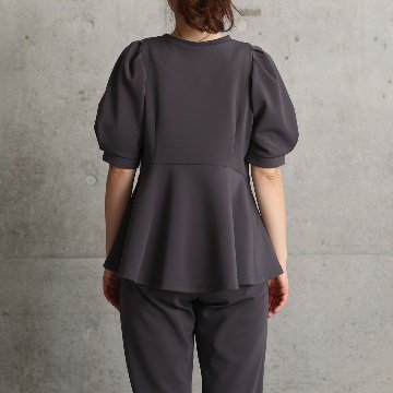 『Drape knit』 peplum tops C-GRAYの画像