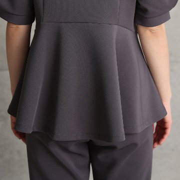 『Drape knit』 peplum tops C-GRAYの画像