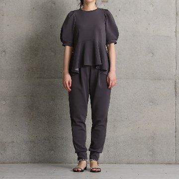 『Drape knit』 peplum tops C-GRAYの画像