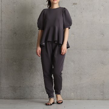 『Drape knit』 peplum tops C-GRAYの画像