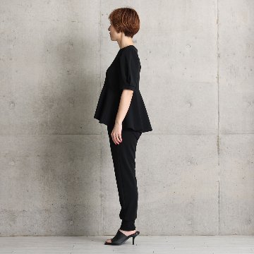 『Drape knit』 peplum tops BLACKの画像