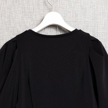 『Drape knit』 peplum tops BLACKの画像