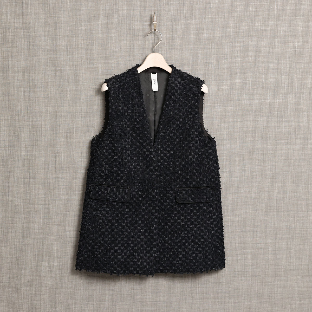 10月上旬お届け予定『Feather flower jacquard 』 No-collar gilet【全3色】の画像