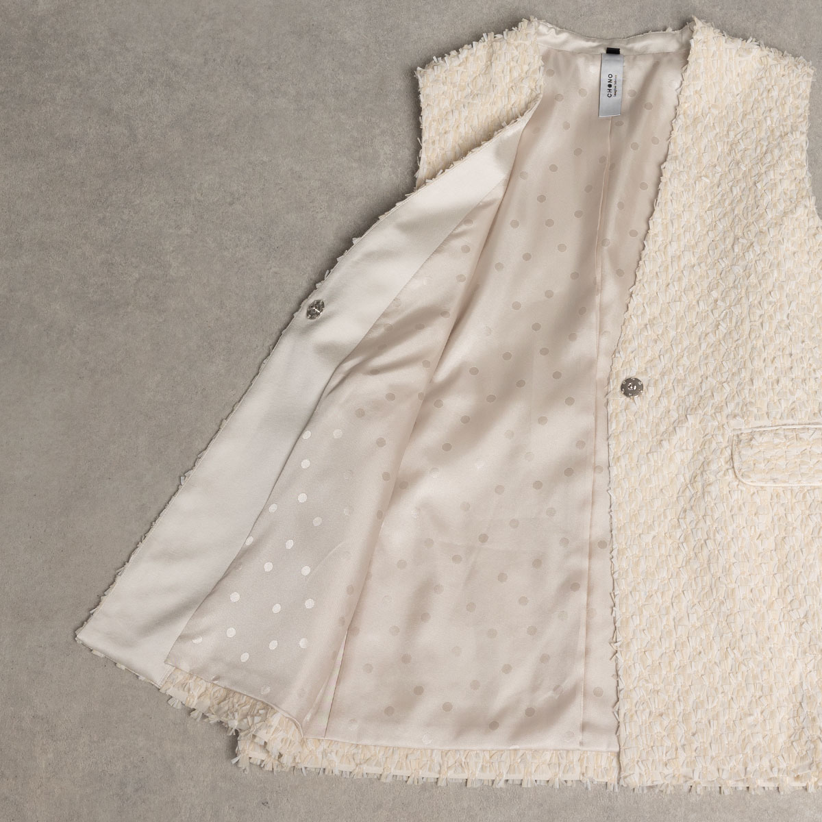 10月上旬お届け予定『Feather flower jacquard 』 No-collar gilet【全3色】の画像