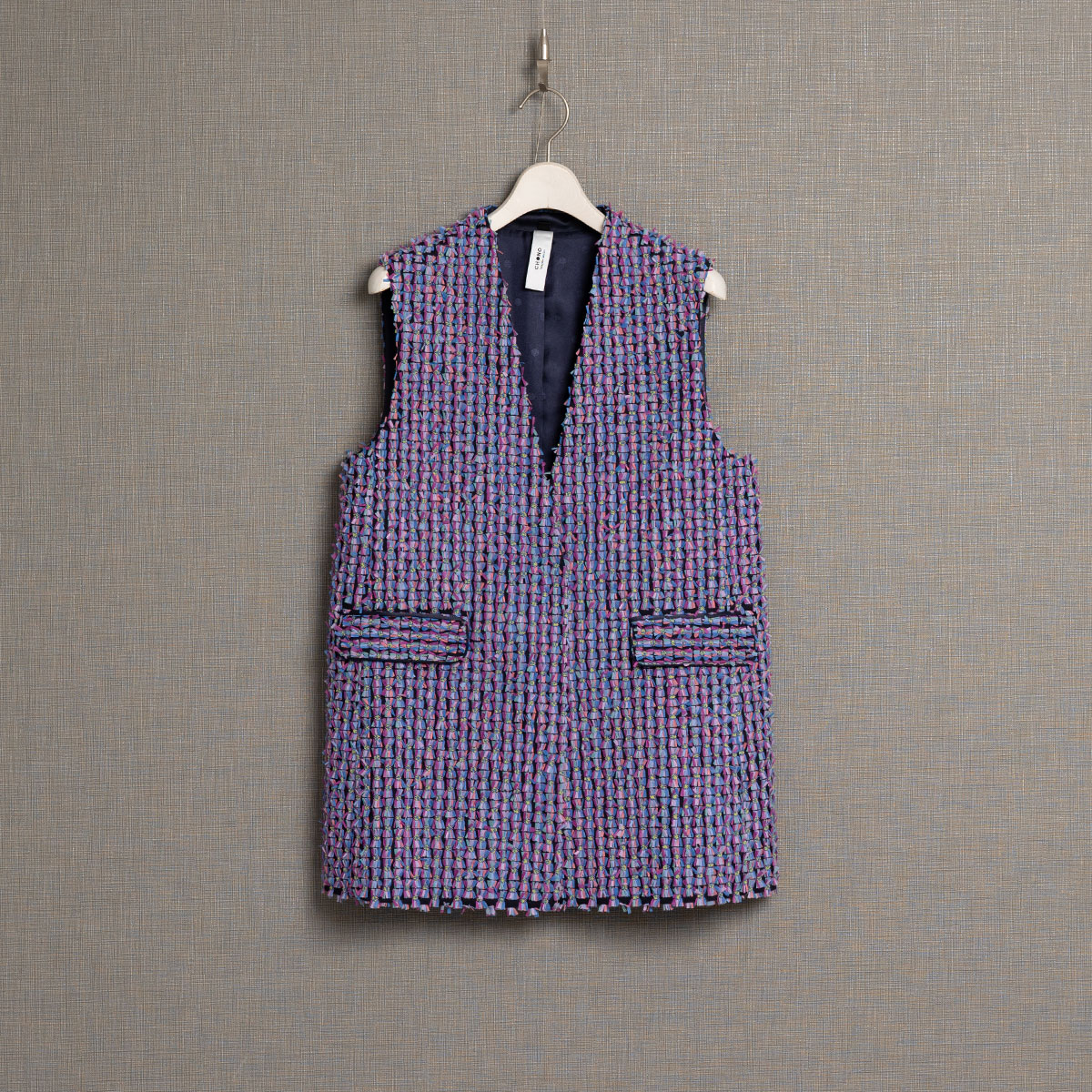 10月上旬お届け予定『Feather flower jacquard 』 No-collar gilet【全3色】の画像