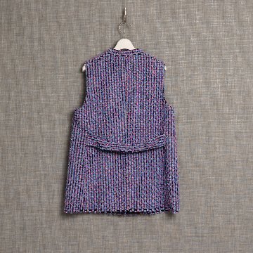 10月上旬お届け予定『Feather flower jacquard 』 No-collar gilet【全3色】の画像