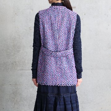 10月上旬お届け予定『Feather flower jacquard 』 No-collar gilet【全3色】の画像