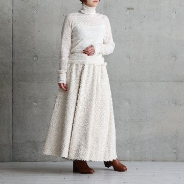 10月上旬お届け予定『Feather flower jacquard 』 Circular long skirt【全3色】の画像