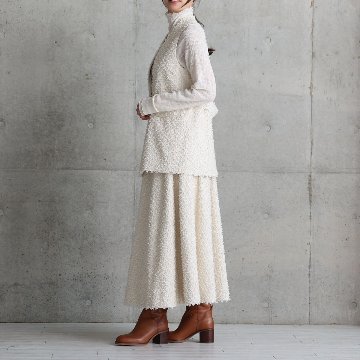 10月上旬お届け予定『Feather flower jacquard 』 Circular long skirt【全3色】の画像