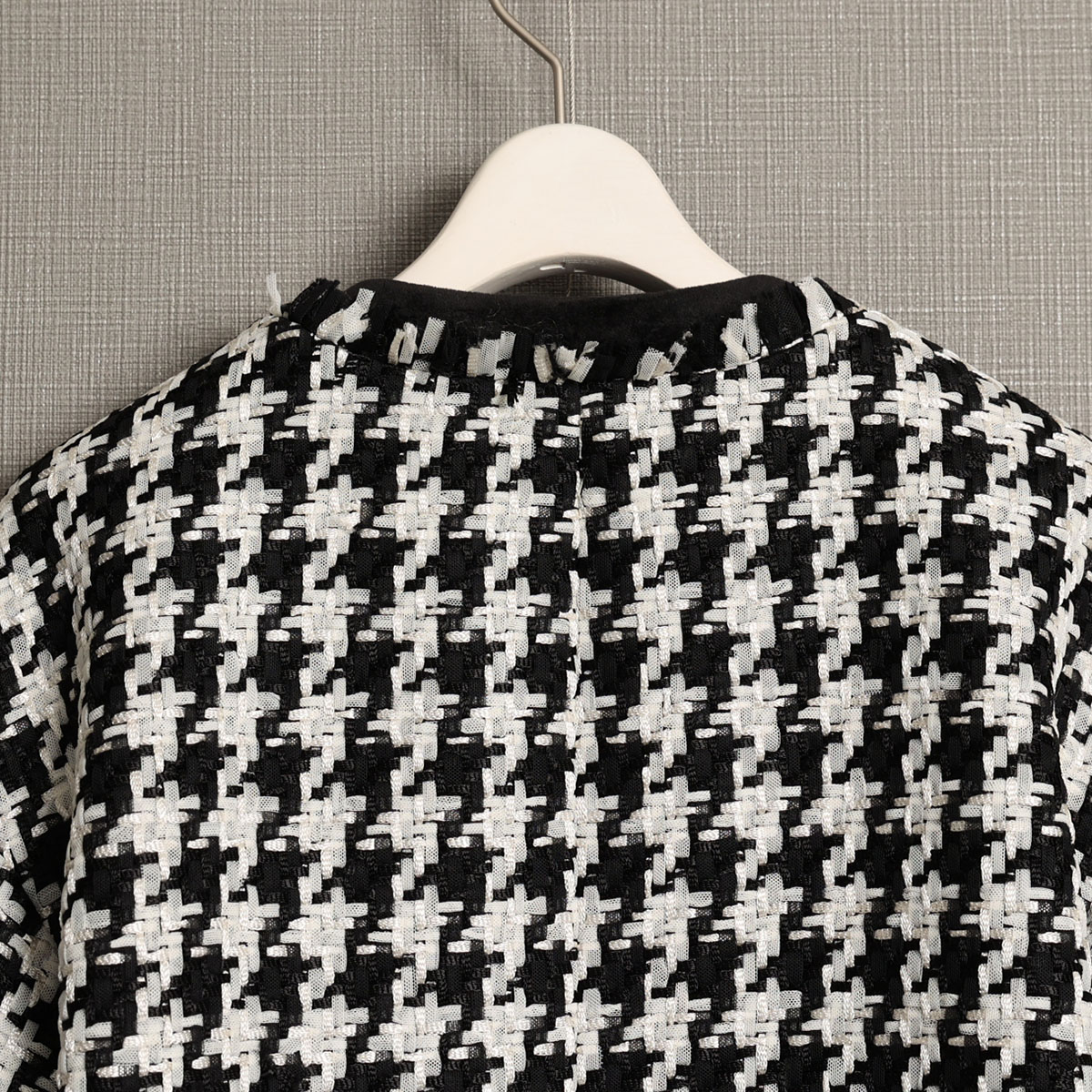 11月上旬お届け予定『Tulle houndstooth tweed』 No-collar jacket【全2色】の画像