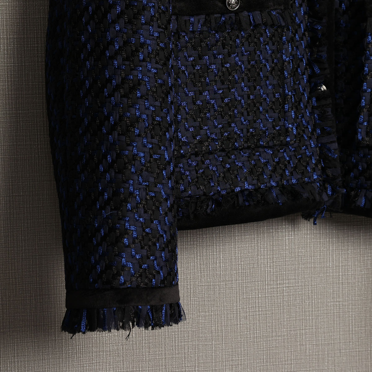 11月上旬お届け予定『Tulle houndstooth tweed』 No-collar jacket【全2色】の画像