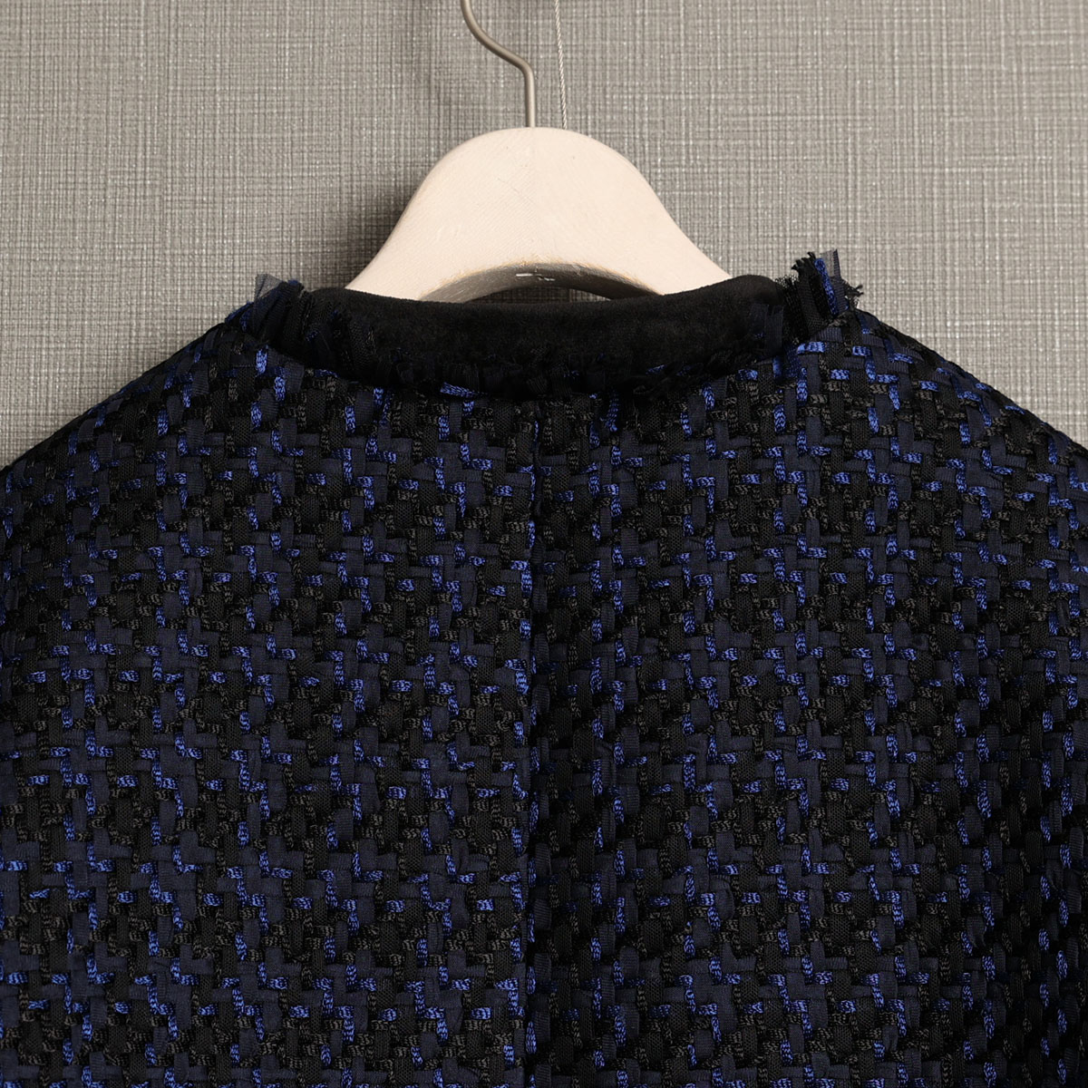 11月上旬お届け予定『Tulle houndstooth tweed』 No-collar jacket【全2色】の画像