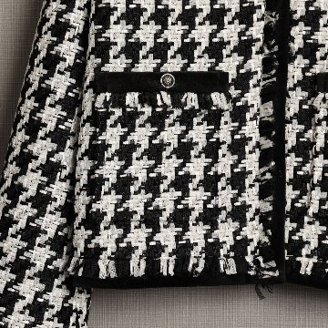 11月上旬お届け予定『Tulle houndstooth tweed』 No-collar jacket【全2色】の画像