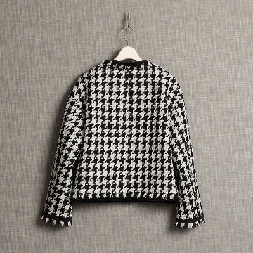 11月上旬お届け予定『Tulle houndstooth tweed』 No-collar jacket【全2色】の画像