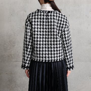 11月上旬お届け予定『Tulle houndstooth tweed』 No-collar jacket【全2色】の画像