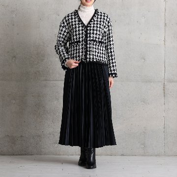 11月上旬お届け予定『Tulle houndstooth tweed』 No-collar jacket【全2色】の画像