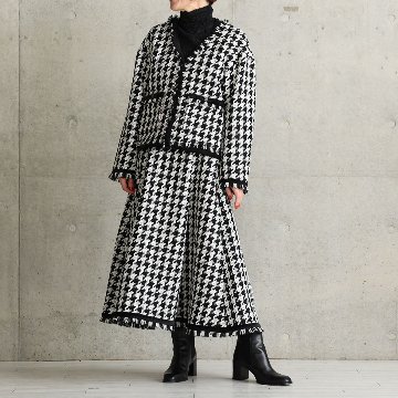 11月上旬お届け予定『Tulle houndstooth tweed』 No-collar jacket【全2色】の画像