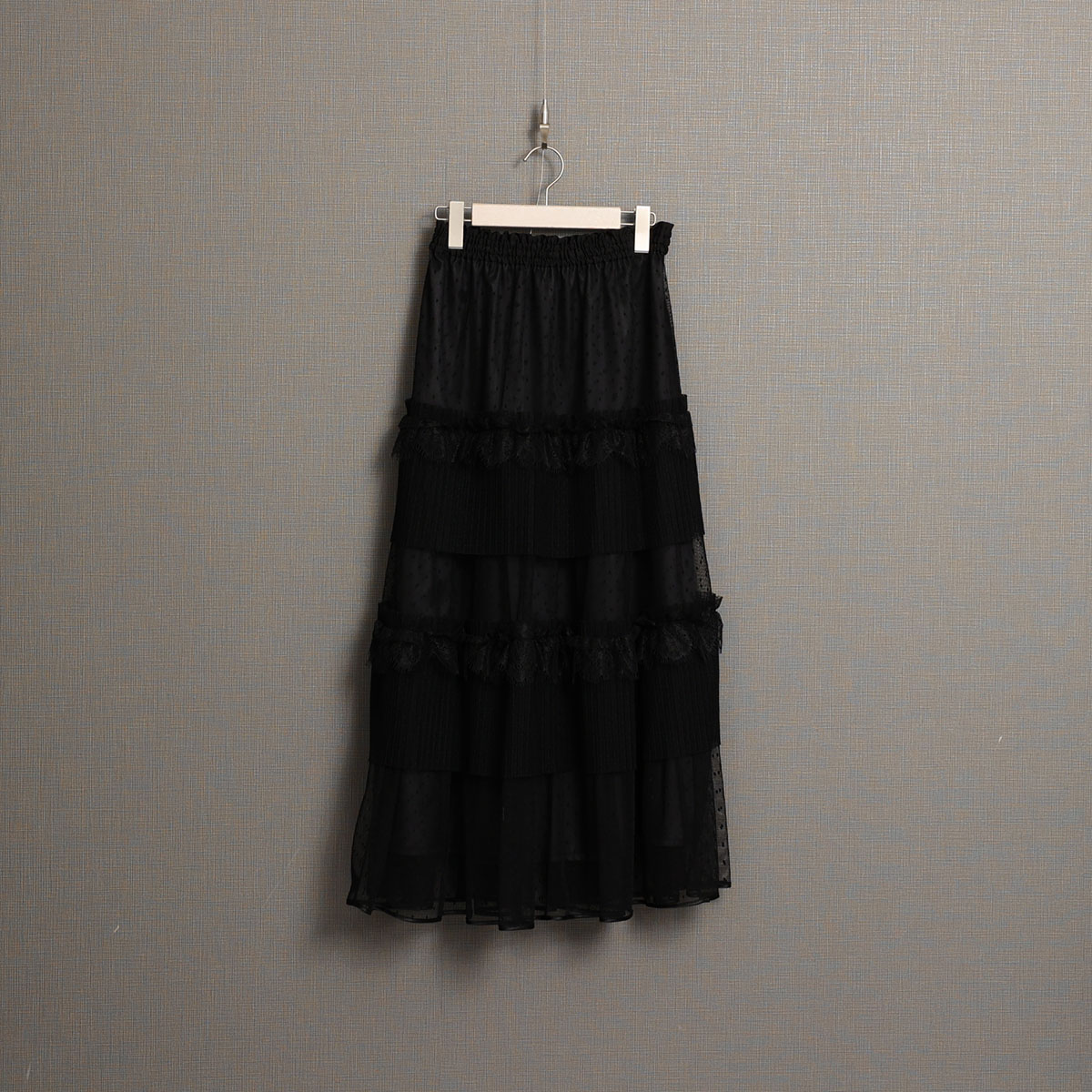 11月上旬お届け予定『Dot&pleats tulle』Tiered skirt【全3色】の画像