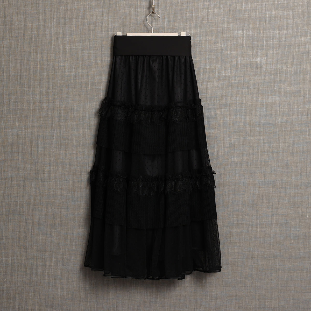 11月上旬お届け予定『Dot&pleats tulle』Tiered skirt【全3色】の画像