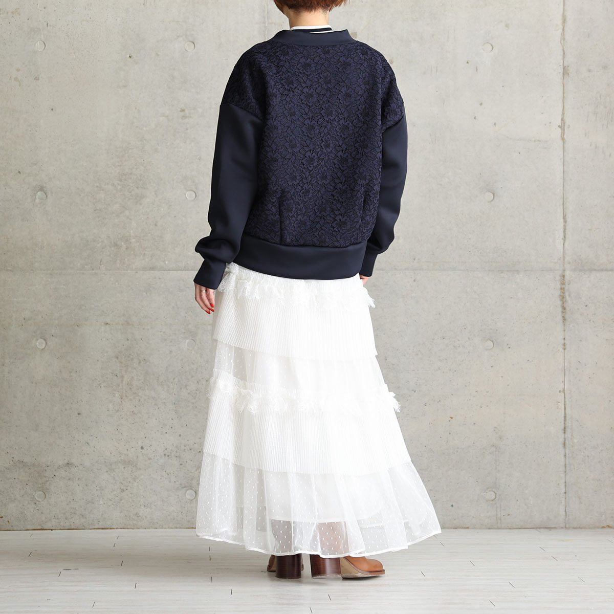 11月上旬お届け予定『Dot&pleats tulle』Tiered skirt【全3色】の画像