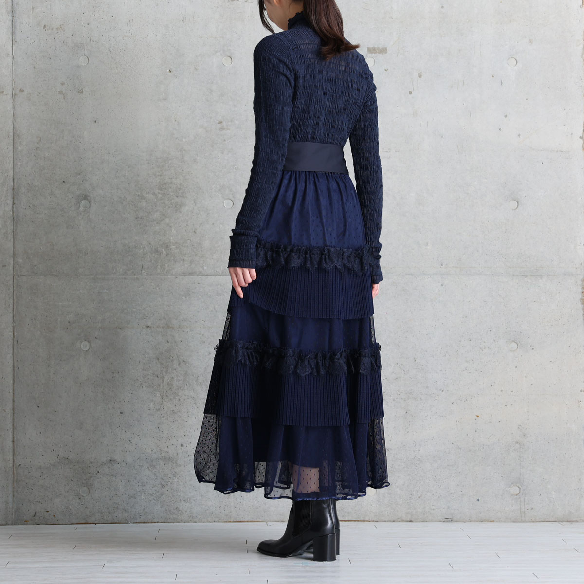 11月上旬お届け予定『Dot&pleats tulle』Tiered skirt【全3色】の画像