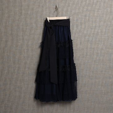 11月上旬お届け予定『Dot&pleats tulle』Tiered skirt【全3色】の画像