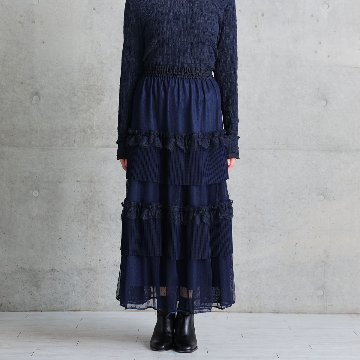 11月上旬お届け予定『Dot&pleats tulle』Tiered skirt【全3色】の画像