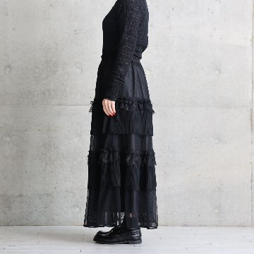 11月上旬お届け予定『Dot&pleats tulle』Tiered skirt【全3色】の画像