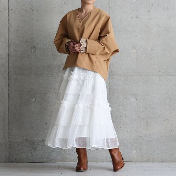 11月上旬お届け予定『Dot&pleats tulle』Tiered skirt【全3色】の画像