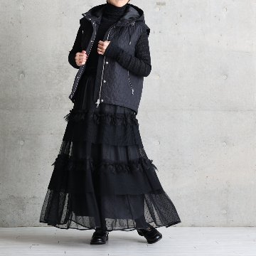 11月上旬お届け予定『Dot&pleats tulle』Tiered skirt【全3色】の画像