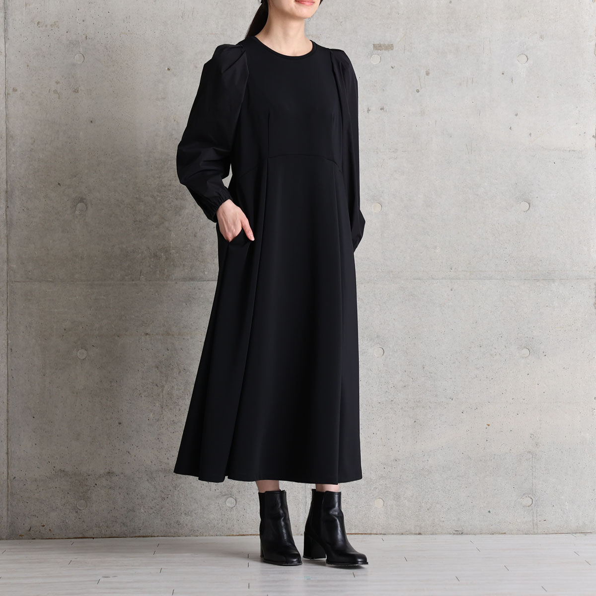 11月上旬お届け予定『Drape knit』 Long dress【全2色】の画像