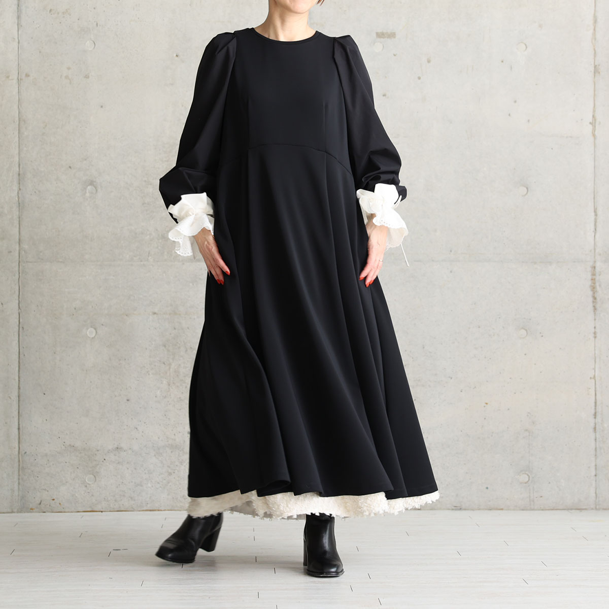 11月上旬お届け予定『Drape knit』 Long dress【全2色】の画像