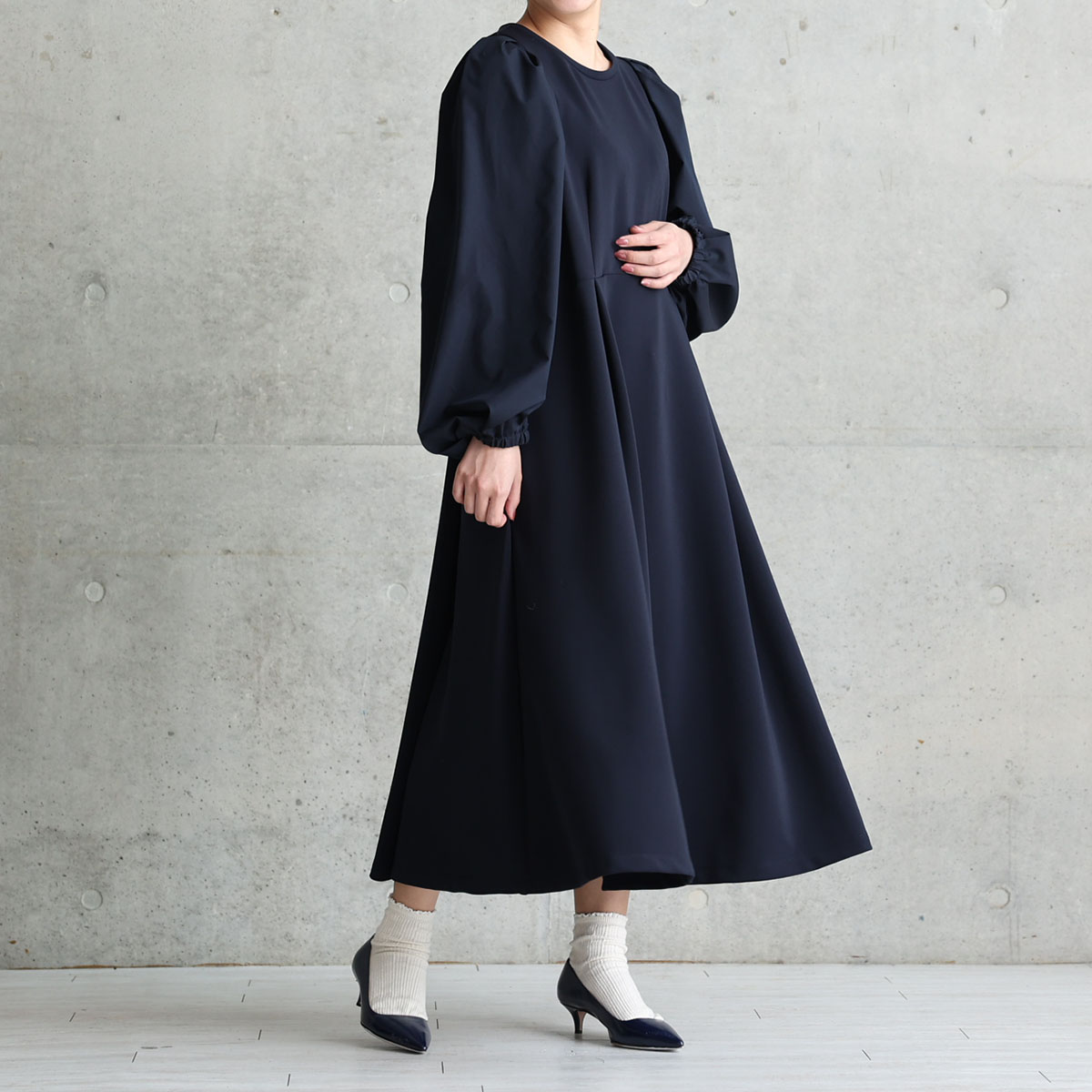 11月上旬お届け予定『Drape knit』 Long dress【全2色】の画像