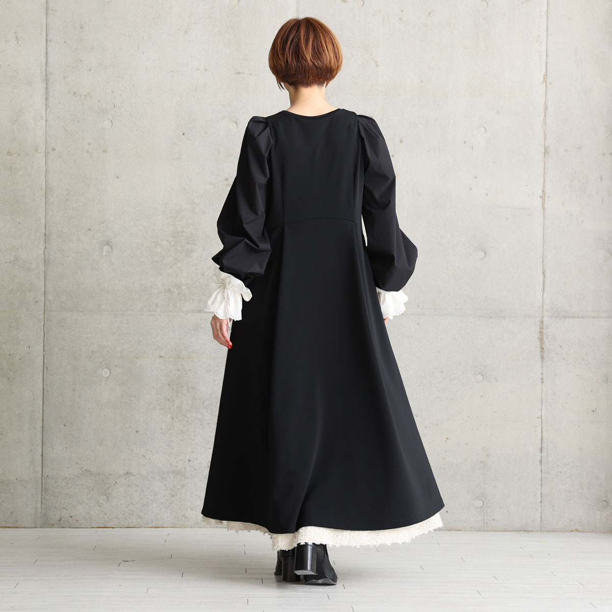 11月上旬お届け予定『Drape knit』 Long dress【全2色】の画像