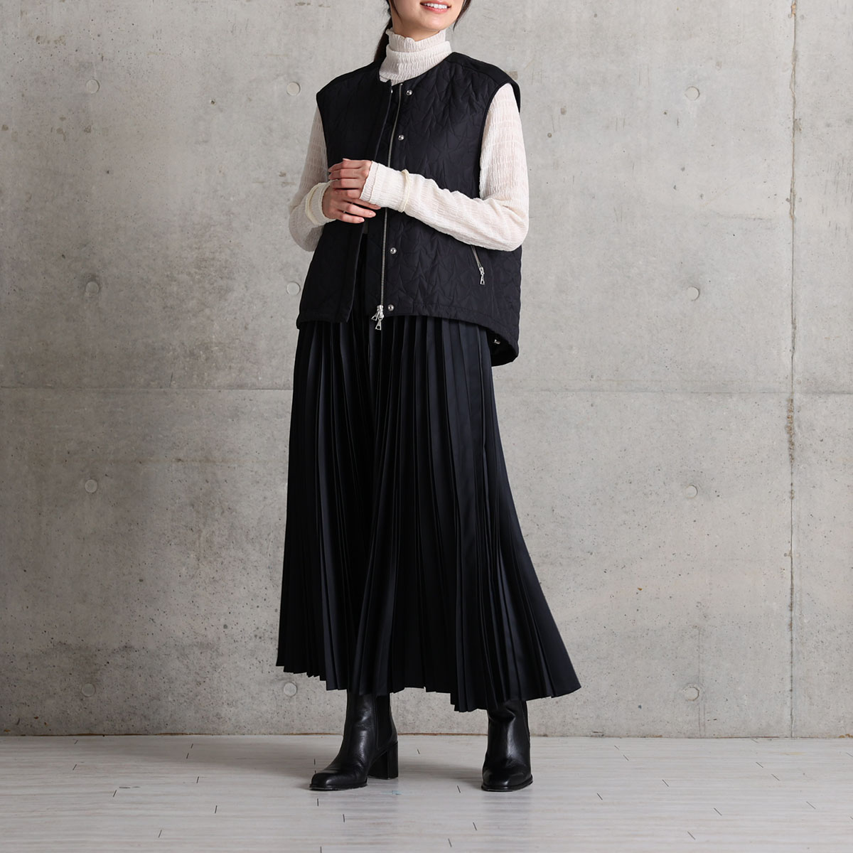 11月上旬お届け予定『Function satin pleats』 long skirt 【全4色】の画像