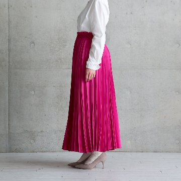 11月上旬お届け予定『Function satin pleats』 long skirt 【全4色】の画像