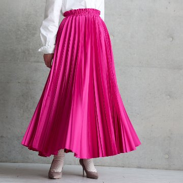 11月上旬お届け予定『Function satin pleats』 long skirt 【全4色】の画像