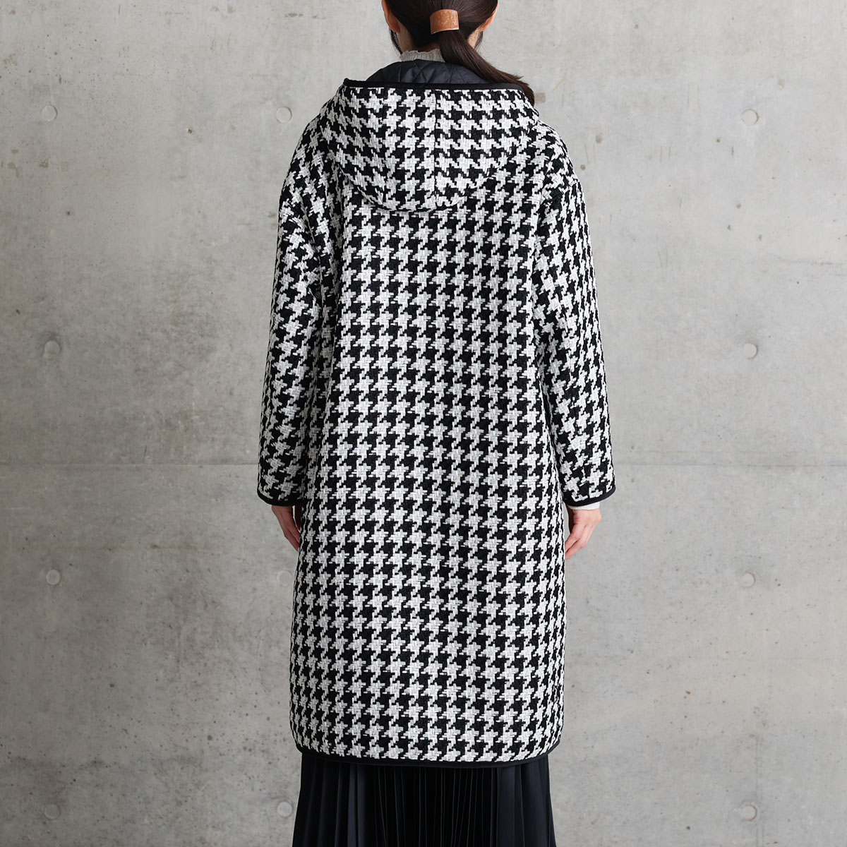 12月上旬届け予定『Tulle houndstooth tweed』2WAY Long Coat 【全2色】の画像