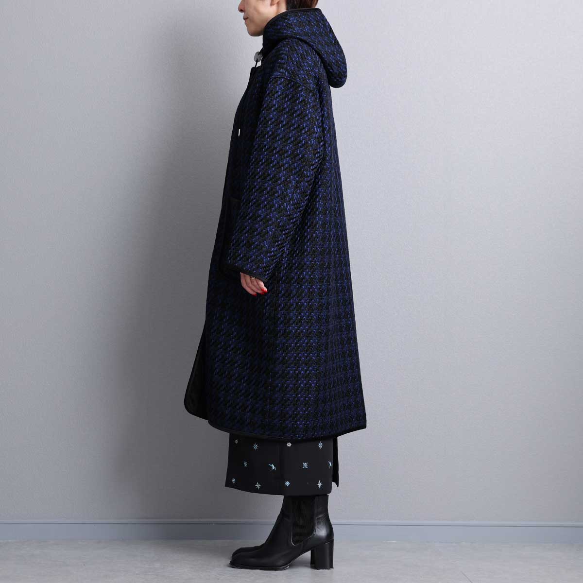 12月上旬届け予定『Tulle houndstooth tweed』2WAY Long Coat 【全2色】の画像