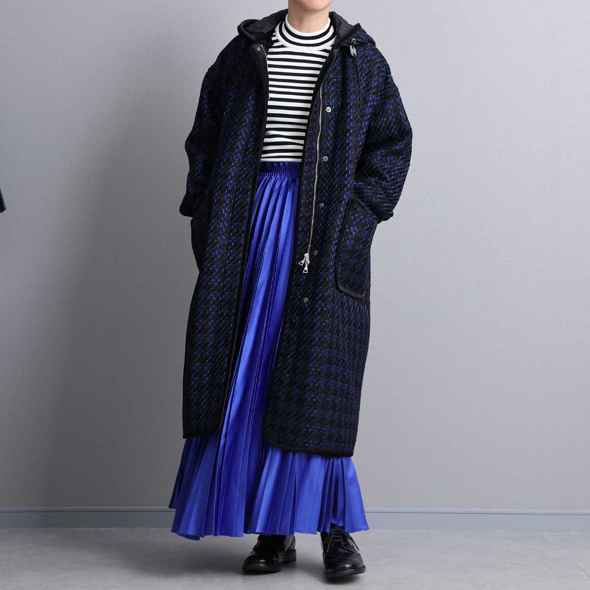 12月上旬届け予定『Tulle houndstooth tweed』2WAY Long Coat 【全2色】の画像