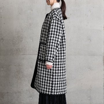 12月上旬届け予定『Tulle houndstooth tweed』2WAY Long Coat 【全2色】の画像