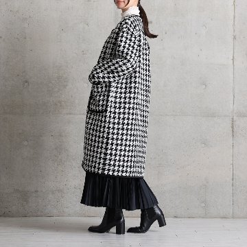 12月上旬届け予定『Tulle houndstooth tweed』2WAY Long Coat 【全2色】の画像