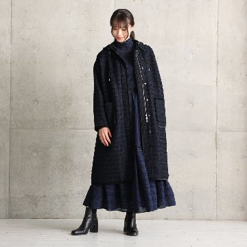 12月上旬届け予定『Tulle houndstooth tweed』2WAY Long Coat 【全2色】の画像