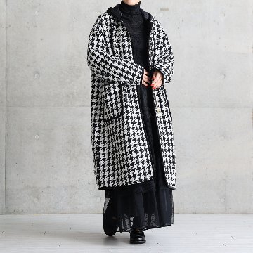 12月上旬届け予定『Tulle houndstooth tweed』2WAY Long Coat 【全2色】の画像