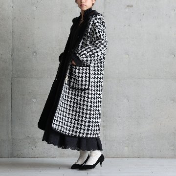 12月上旬届け予定『Tulle houndstooth tweed』2WAY Long Coat 【全2色】の画像