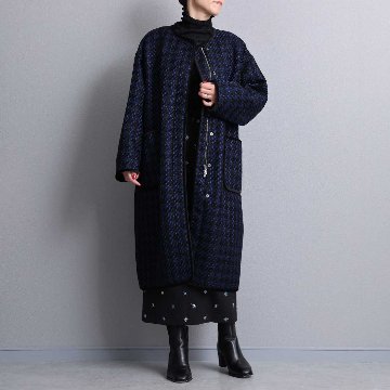 12月上旬届け予定『Tulle houndstooth tweed』2WAY Long Coat 【全2色】の画像