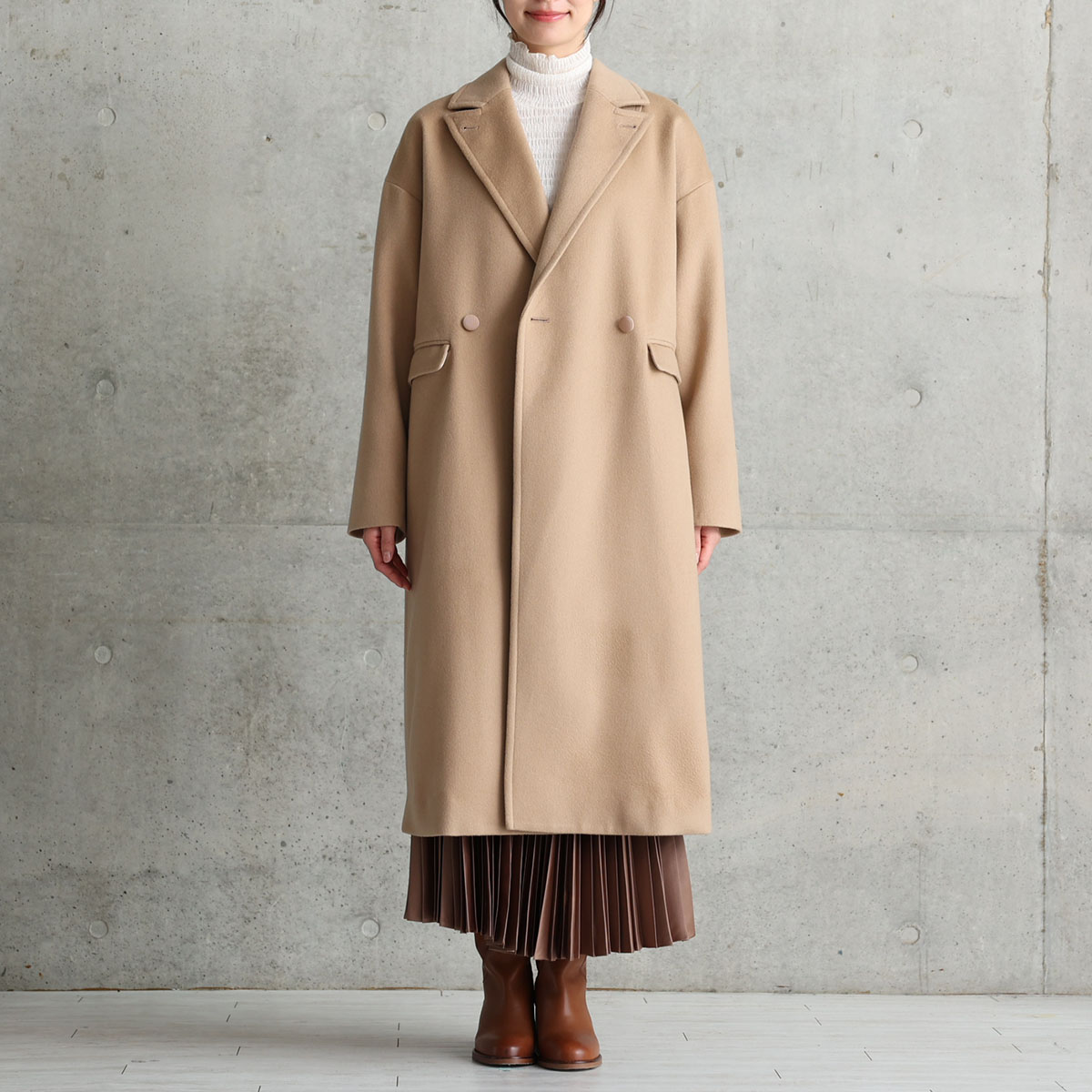 12月上旬お届け予定『Pure cashmere』 Over chester coat【全3色】の画像