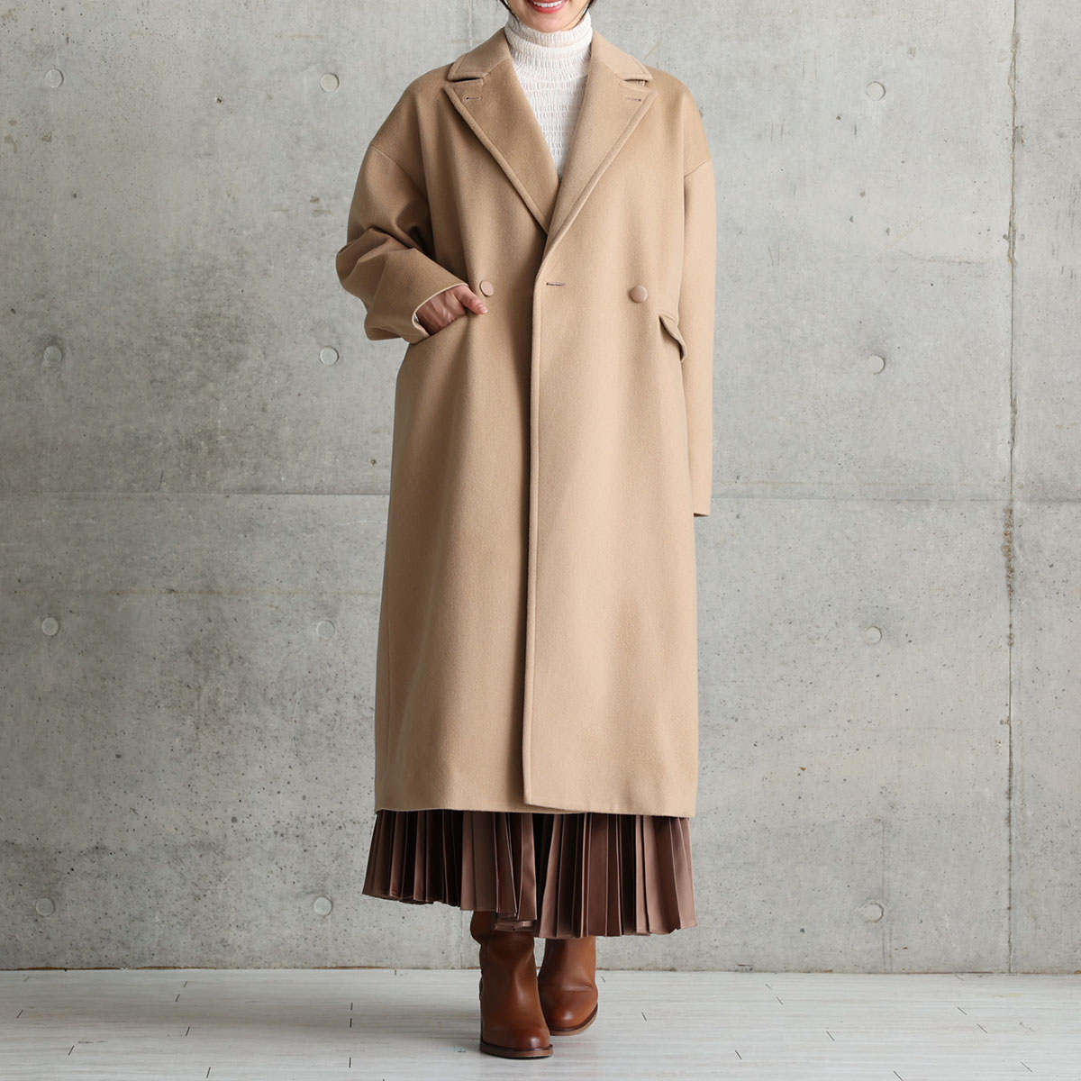 12月上旬お届け予定『Pure cashmere』 Over chester coat【全3色】の画像