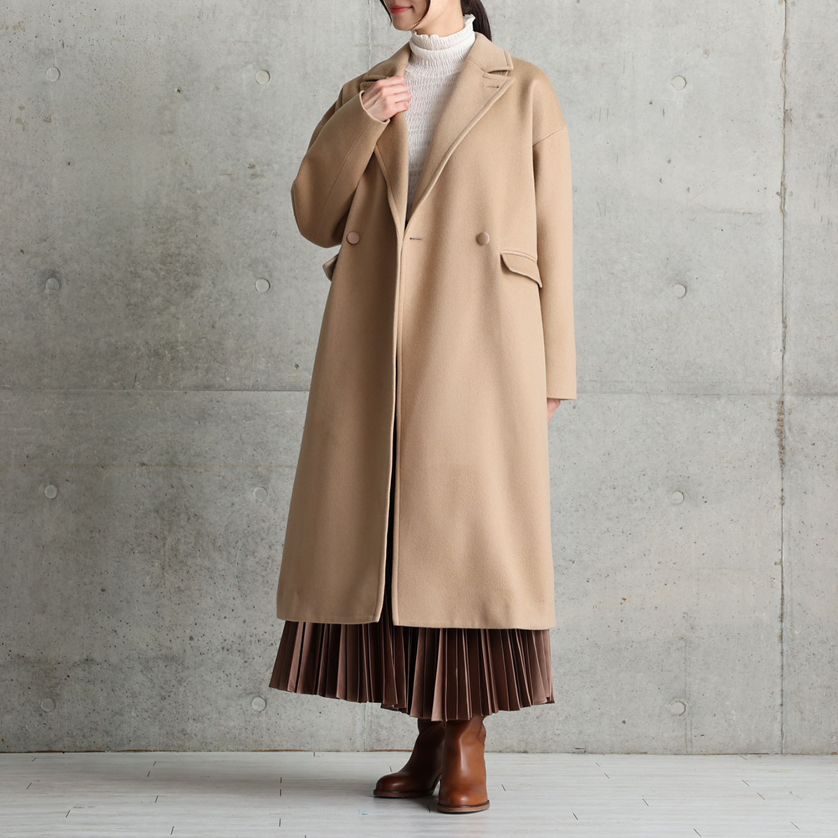 12月上旬お届け予定『Pure cashmere』 Over chester coat【全3色】の画像